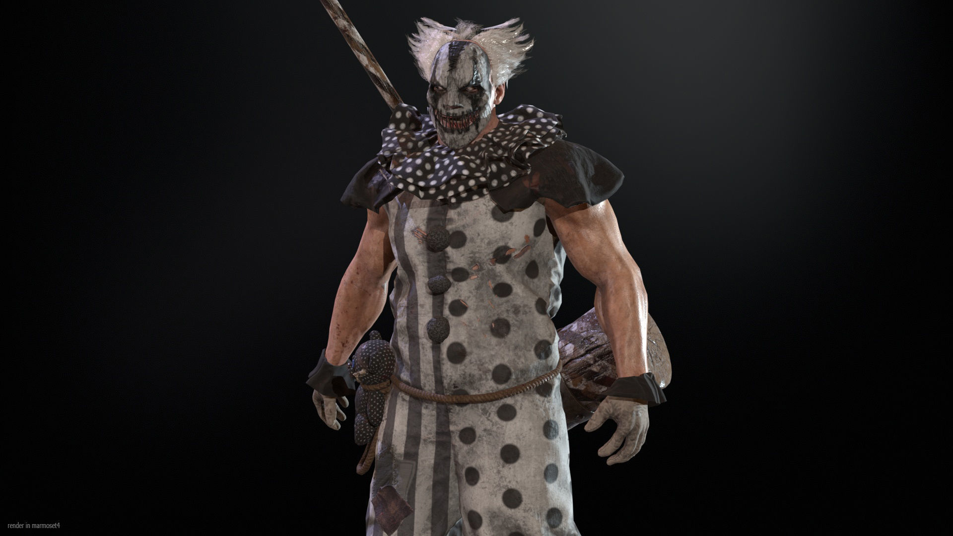 Zombie Clown Low-poly 3D model_5