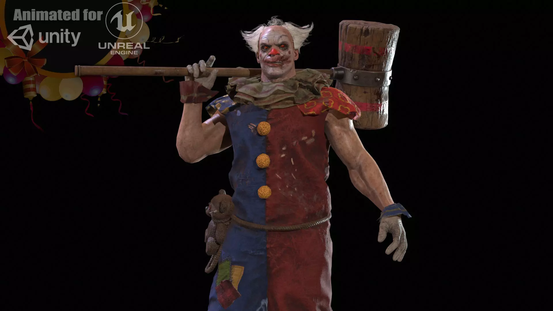 Zombie Clown Low-poly 3D model_0