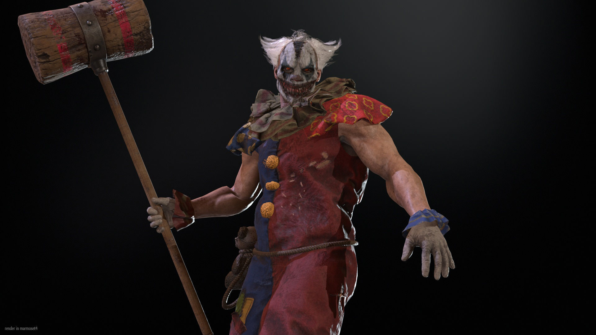 Zombie Clown Low-poly 3D model_4