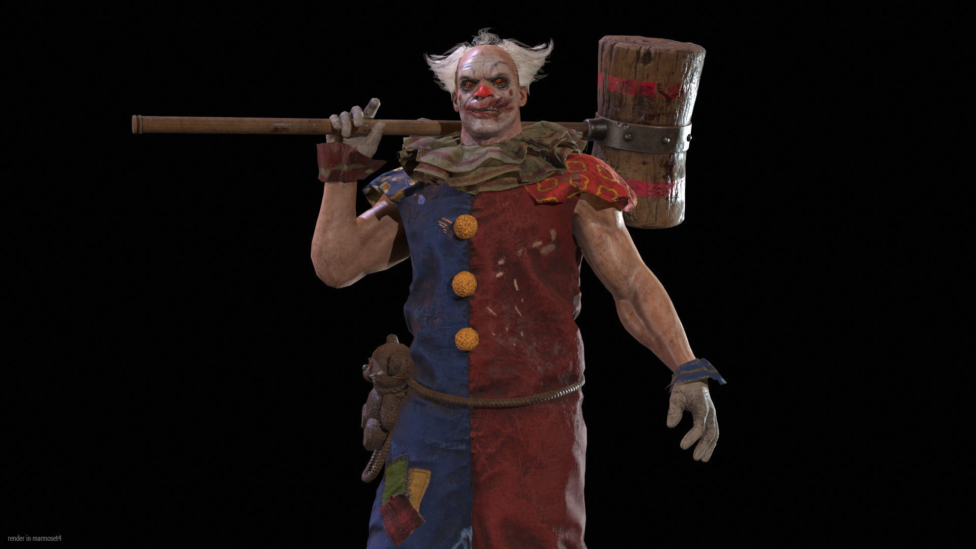 Zombie Clown Low-poly 3D model_2
