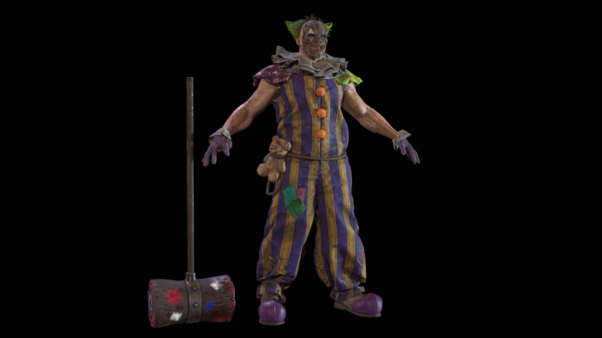 Zombie Clown Low-poly 3D model_6
