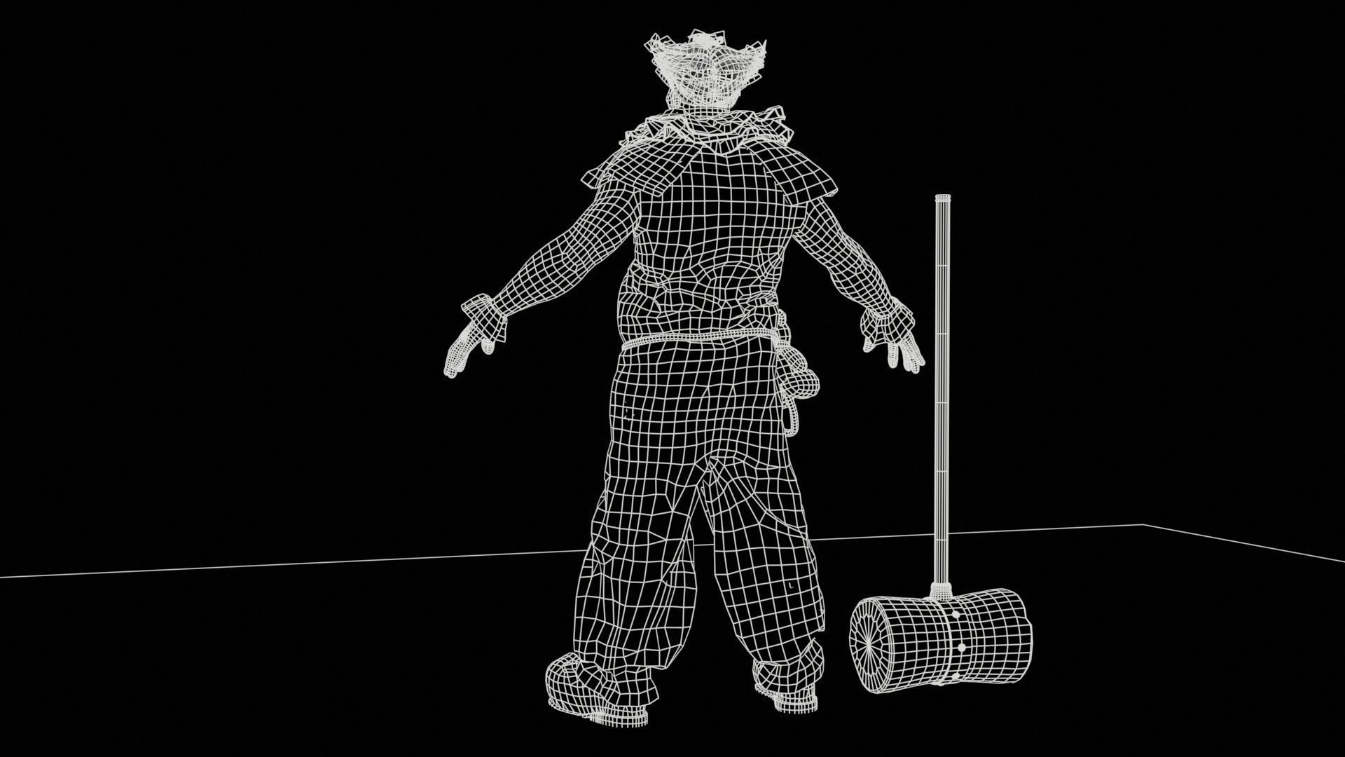 Zombie Clown Low-poly 3D model_11