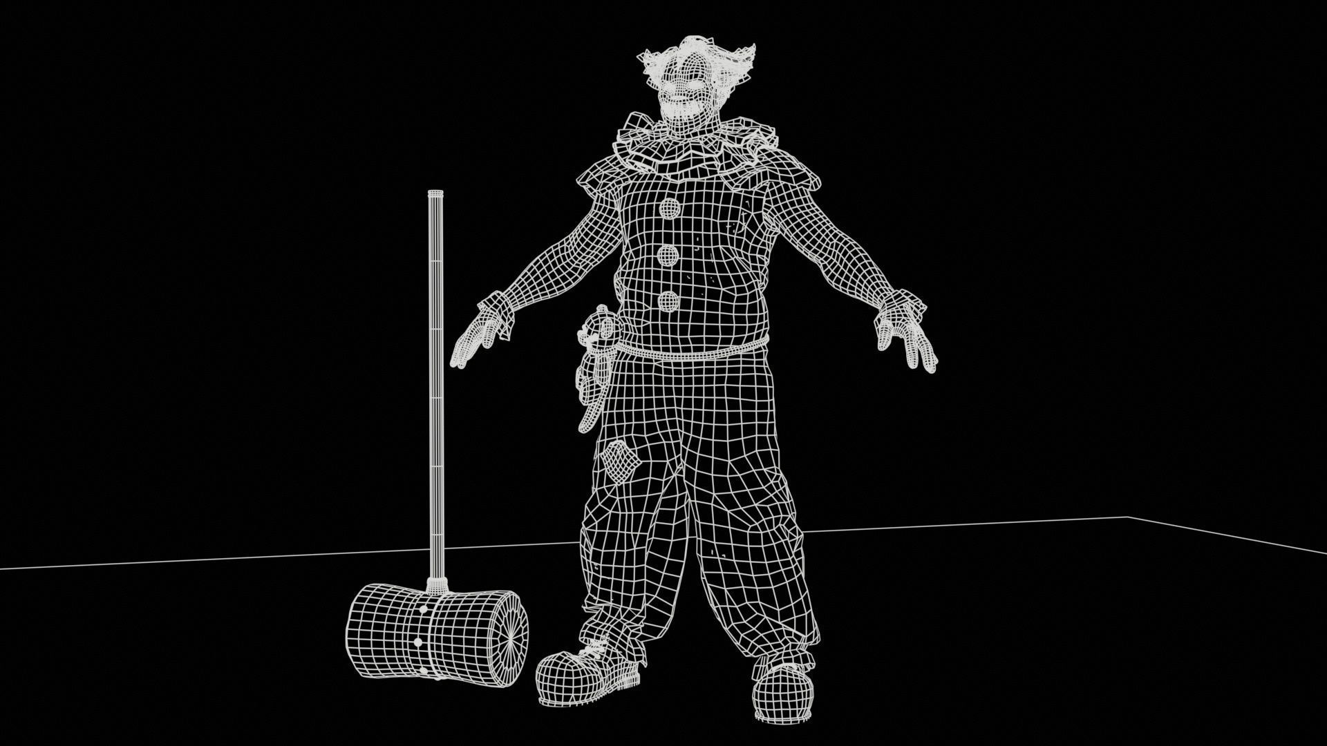 Zombie Clown Low-poly 3D model_10