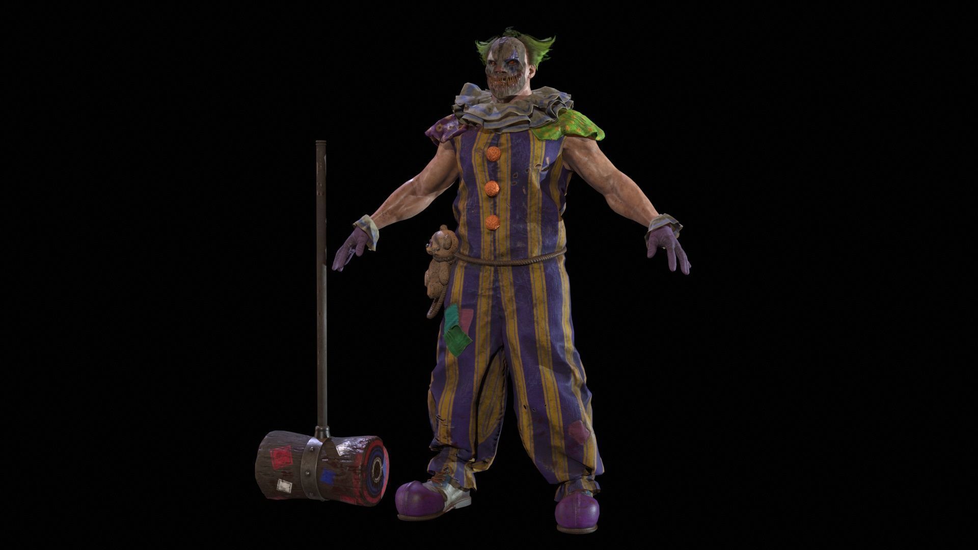 Zombie Clown Low-poly 3D model_9