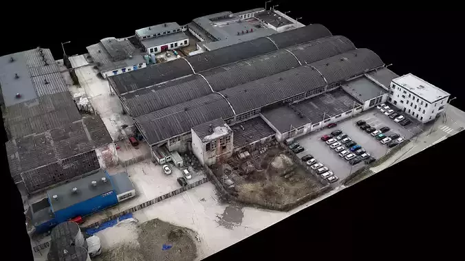factory roofs cement plant terrain dronescan