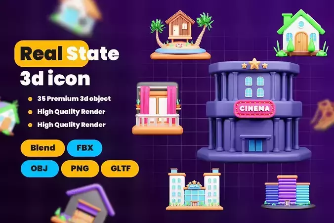 Real State 3d Illustration  Icon Pack