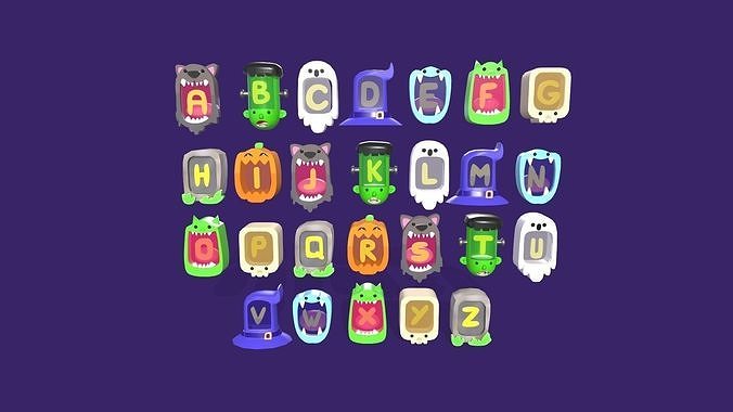 Cartoon Alphabet Halloween 004 Low-poly 3D model