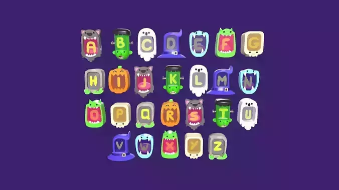 Cartoon Alphabet Halloween 004 Low-poly 3D model
