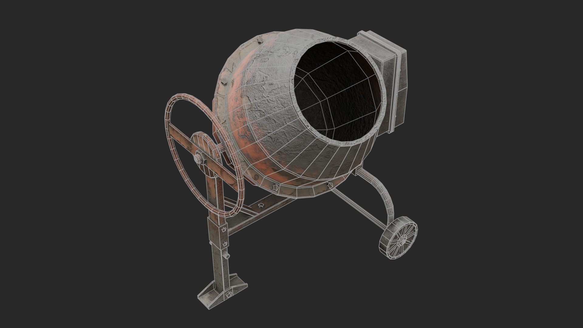 Concrete Mixer Low-poly 3D model_4
