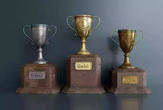 Set of cups with pedestals 3D model