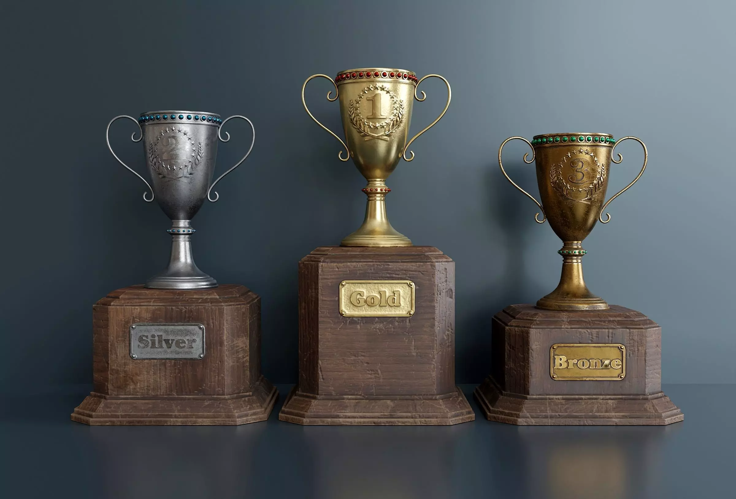 Set of cups with pedestals 3D model