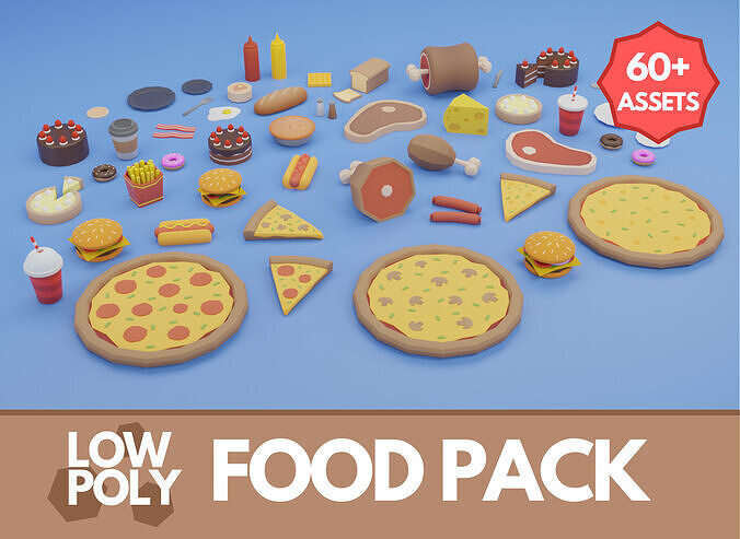 Low Poly Food Pack Low-poly 3D model