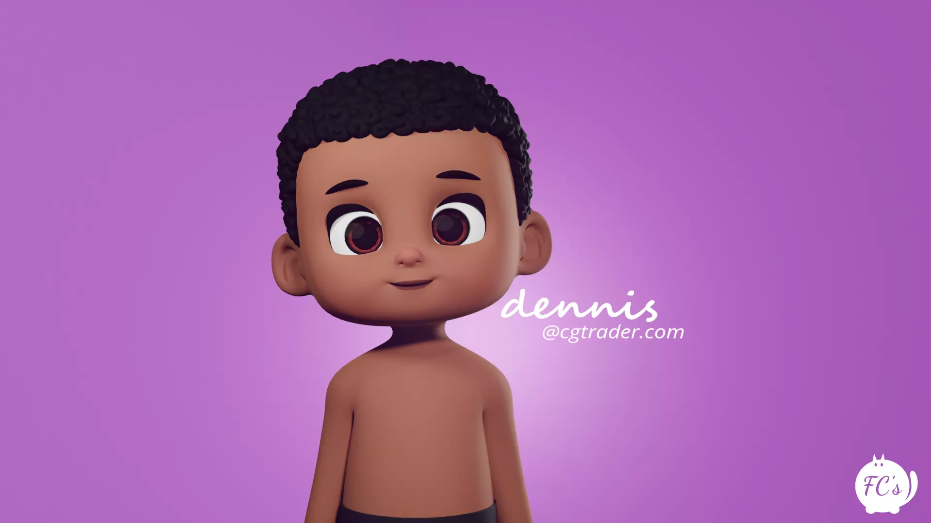 Dennis cartoon male boy character 3D model_0