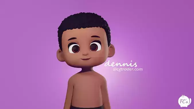 Dennis cartoon male boy character 3D model