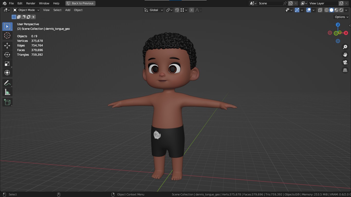 Dennis cartoon male boy character 3D model_1