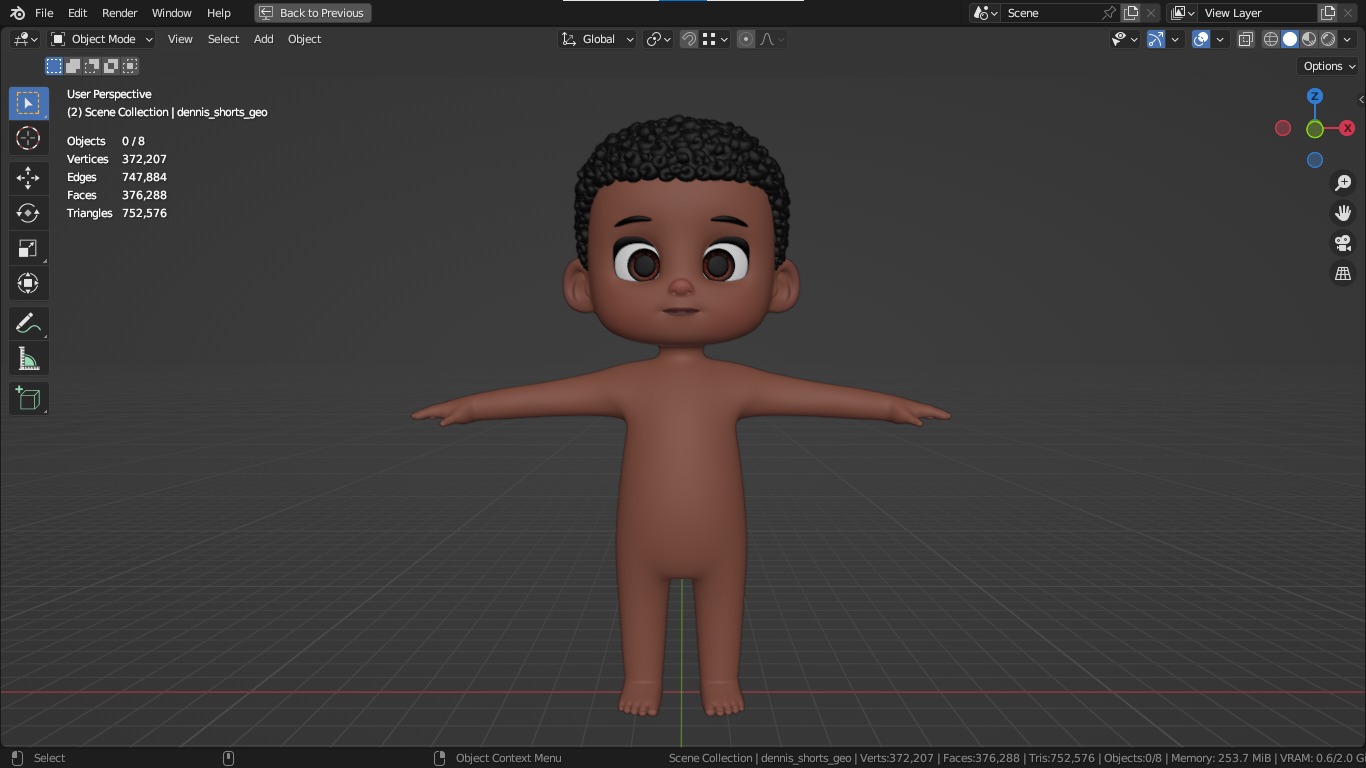 Dennis cartoon male boy character 3D model_2