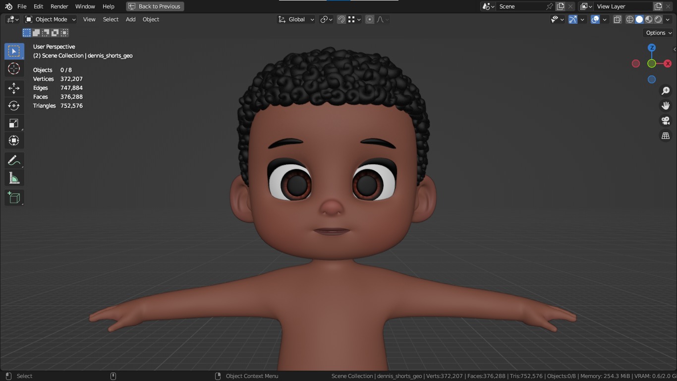 Dennis cartoon male boy character 3D model_10
