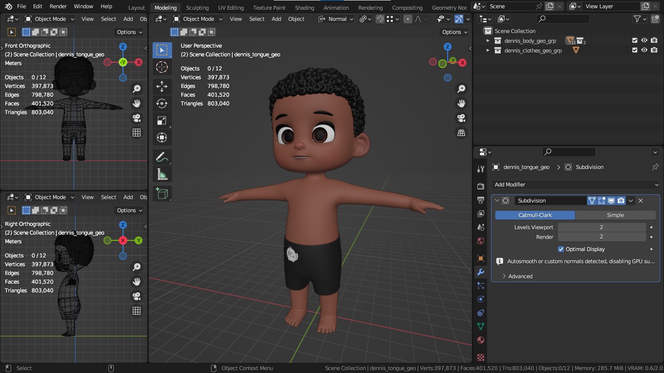 Dennis cartoon male boy character 3D model_50