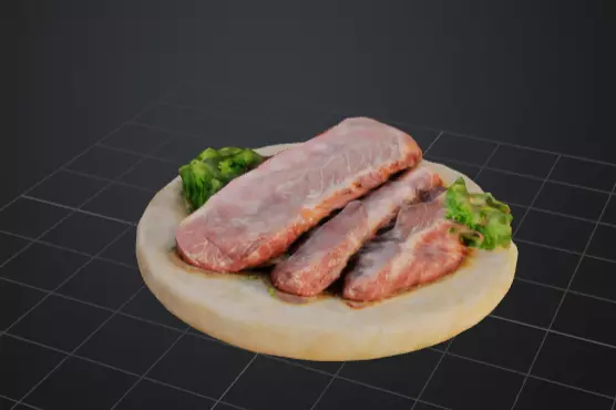 Raw Meat Platter 3D Model 3D model