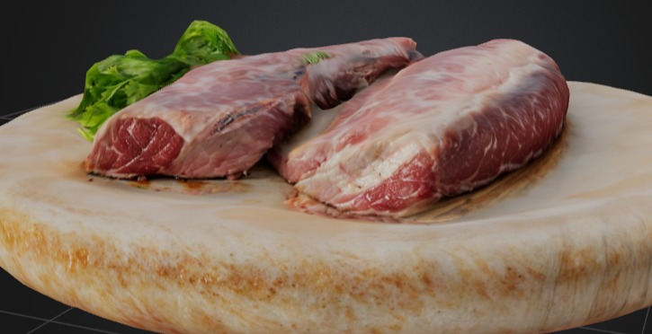 Raw Meat on Plate 3D Model 3D model_2