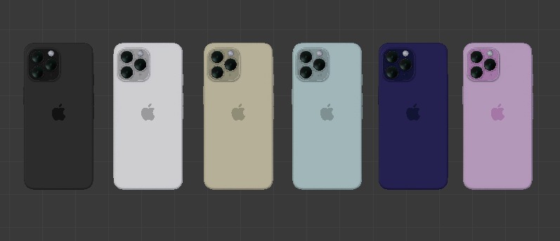 Apple iPhone 15 Pro In All Official Colors and Dimensions Low-poly 3D model_4