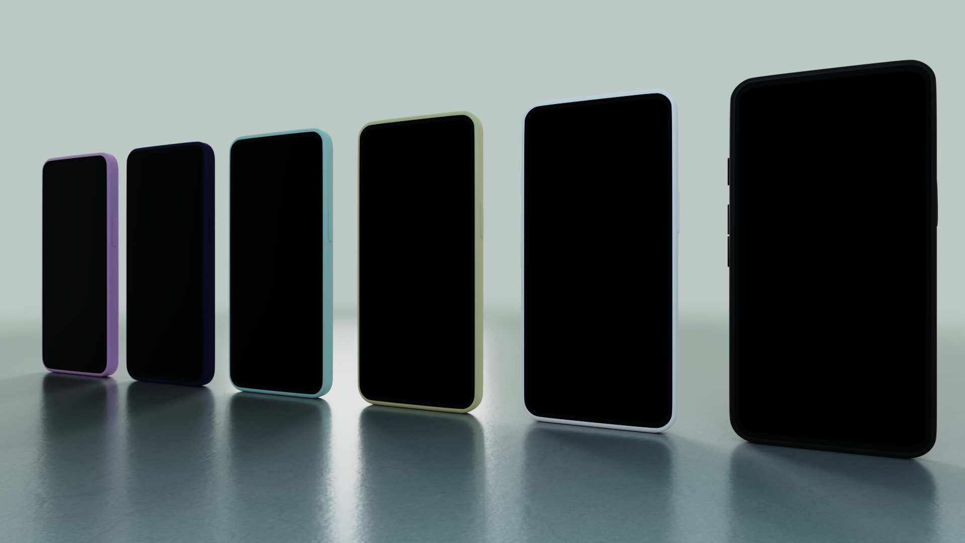 Apple iPhone 15 Pro In All Official Colors and Dimensions Low-poly 3D model_1