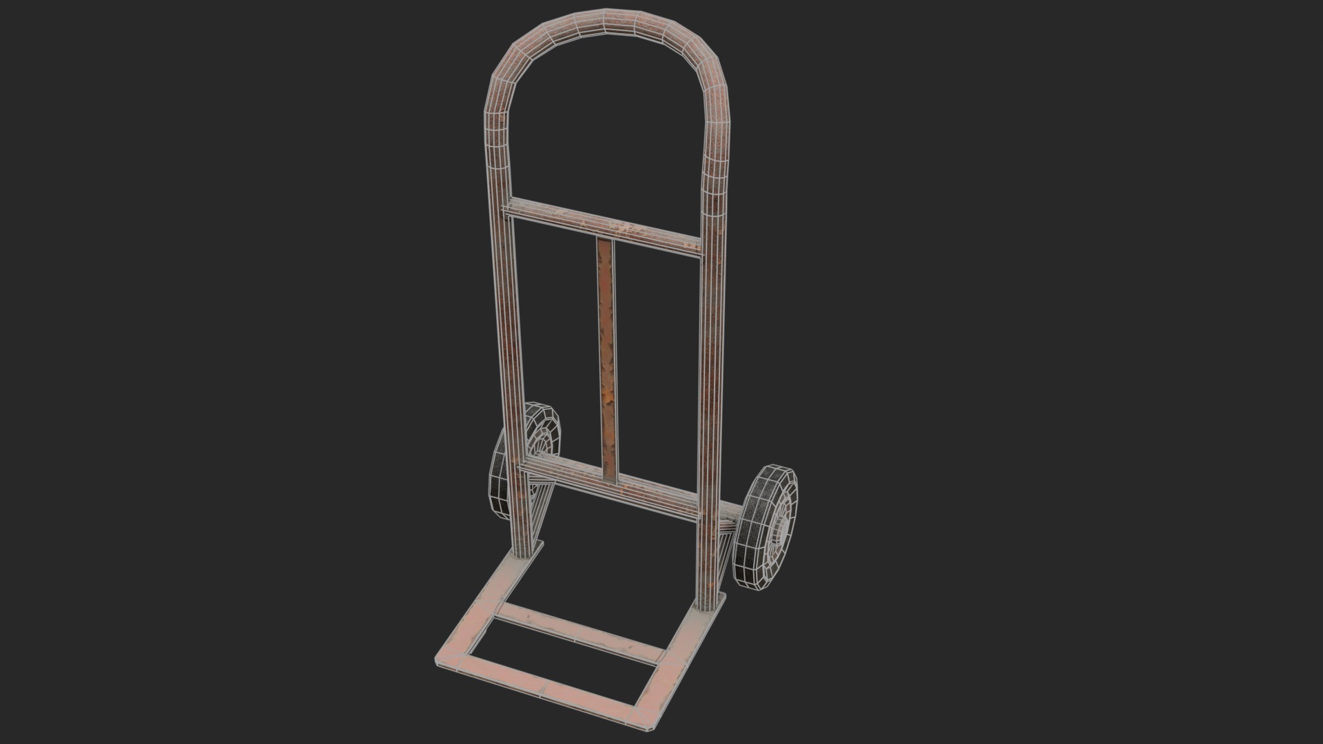 Hand Truck Low-poly 3D model_4