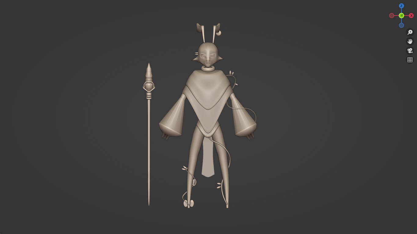 Low Poly game-ready rigged Fantasy magician Green Plant Tribe Low-poly 3D model_3