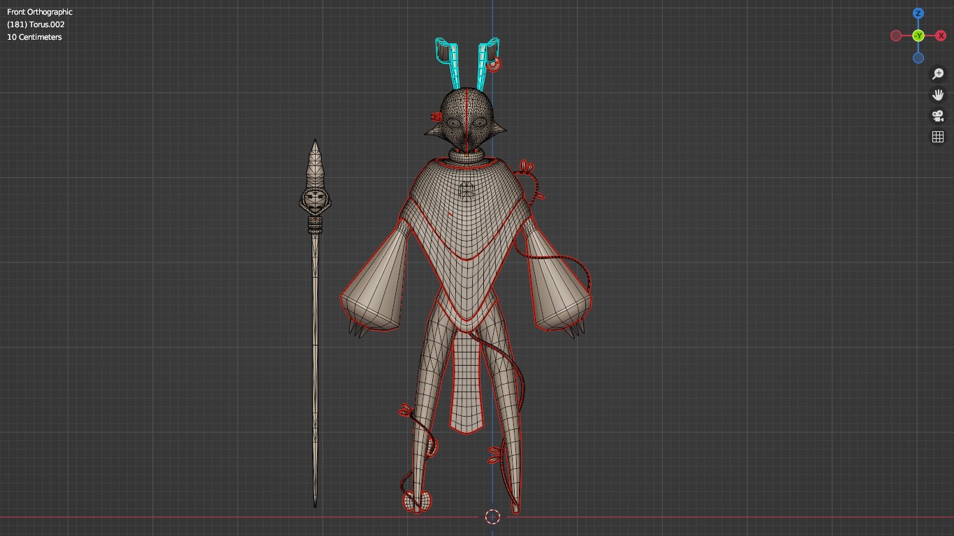 Low Poly game-ready rigged Fantasy magician Green Plant Tribe Low-poly 3D model_6