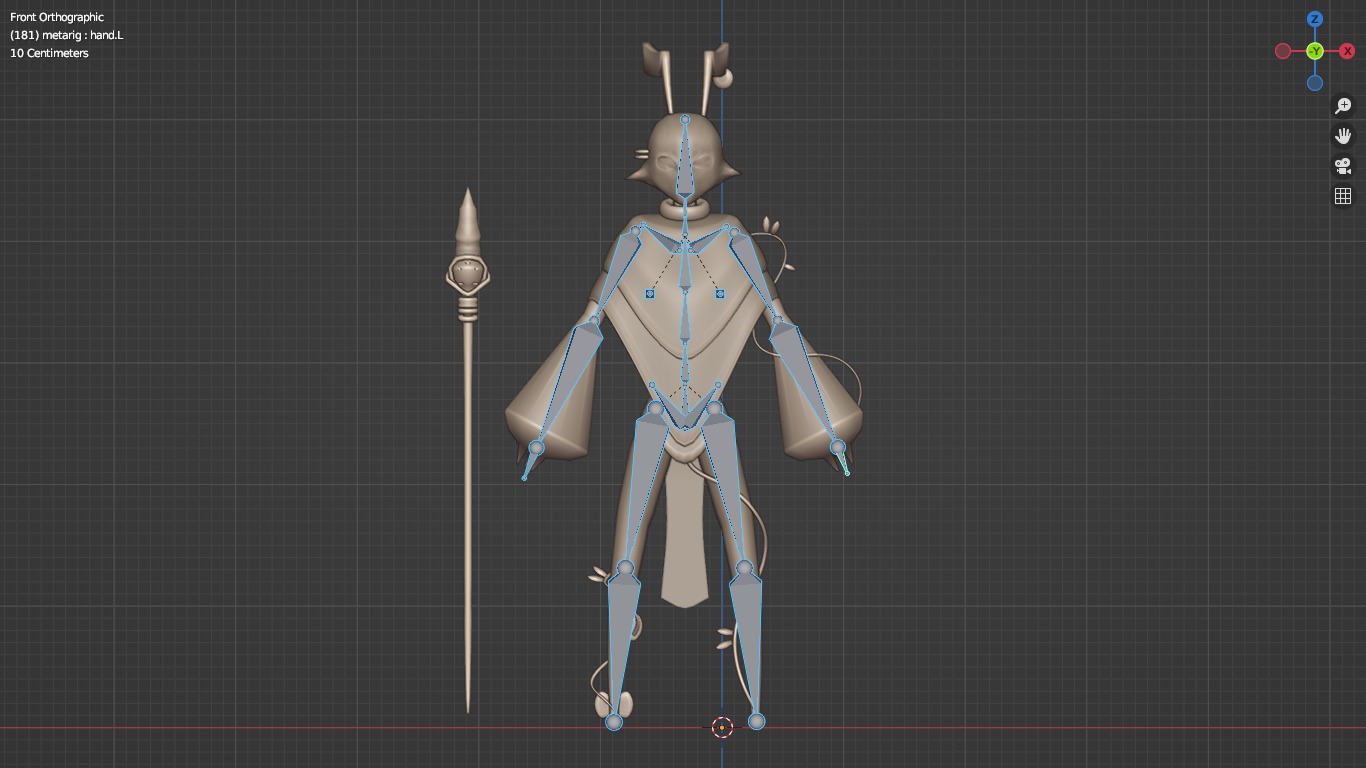 Low Poly game-ready rigged Fantasy magician Green Plant Tribe Low-poly 3D model_8