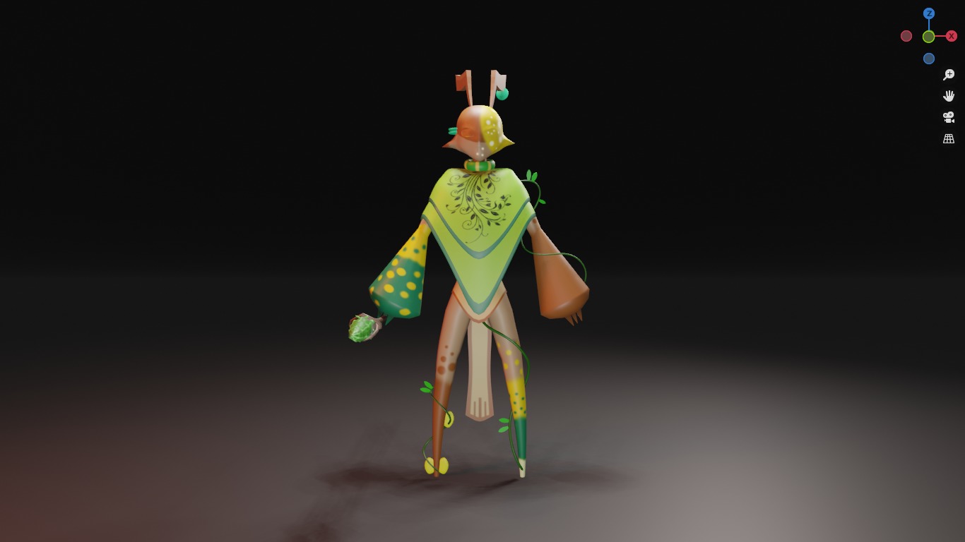 Low Poly game-ready rigged Fantasy magician Green Plant Tribe Low-poly 3D model_1