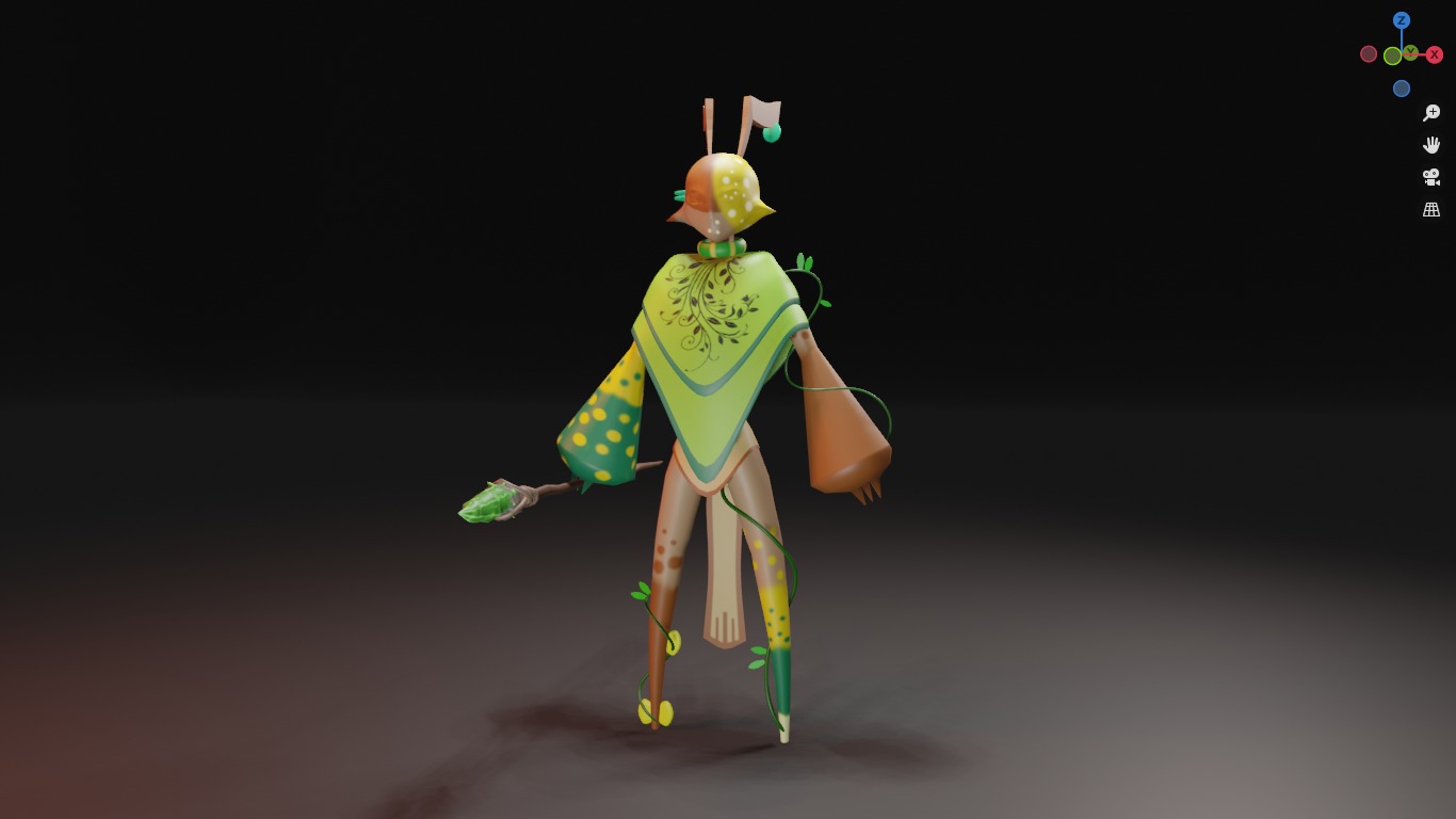 Low Poly game-ready rigged Fantasy magician Green Plant Tribe Low-poly 3D model_11