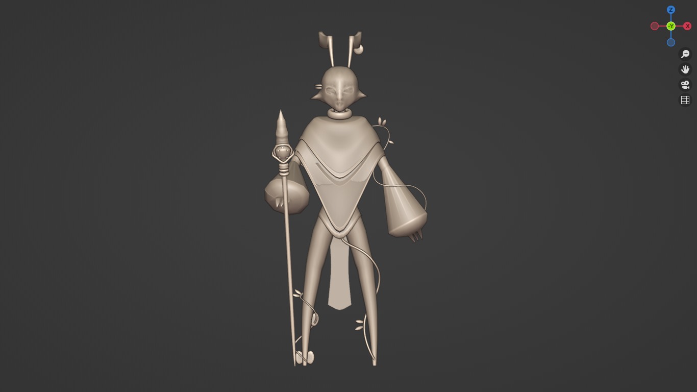 Low Poly game-ready rigged Fantasy magician Green Plant Tribe Low-poly 3D model_4