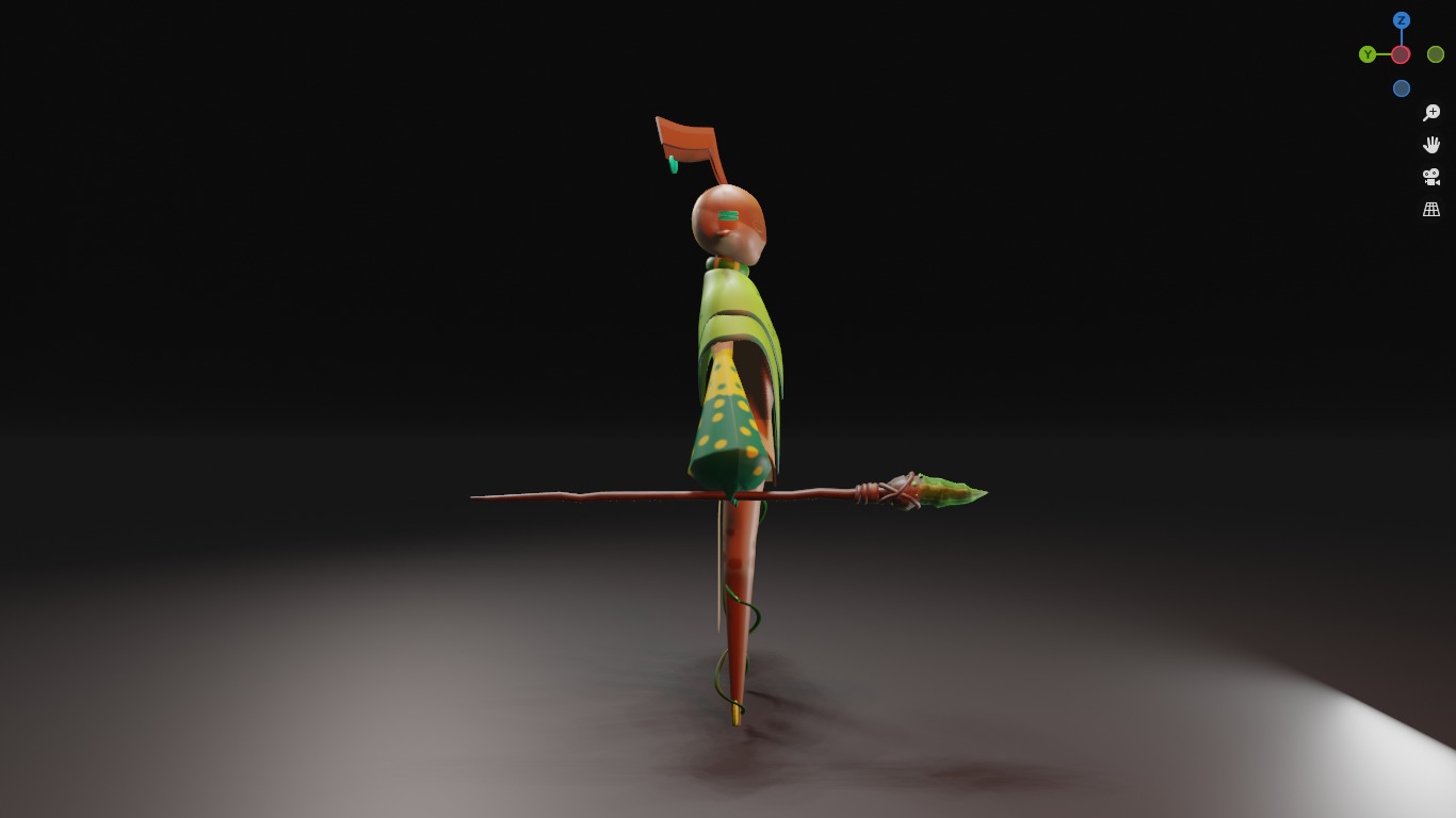 Low Poly game-ready rigged Fantasy magician Green Plant Tribe Low-poly 3D model_13