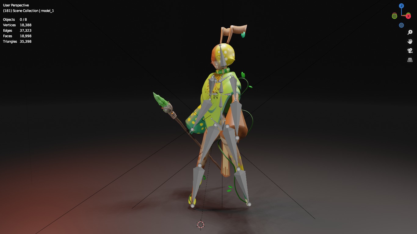 Low Poly game-ready rigged Fantasy magician Green Plant Tribe Low-poly 3D model_5