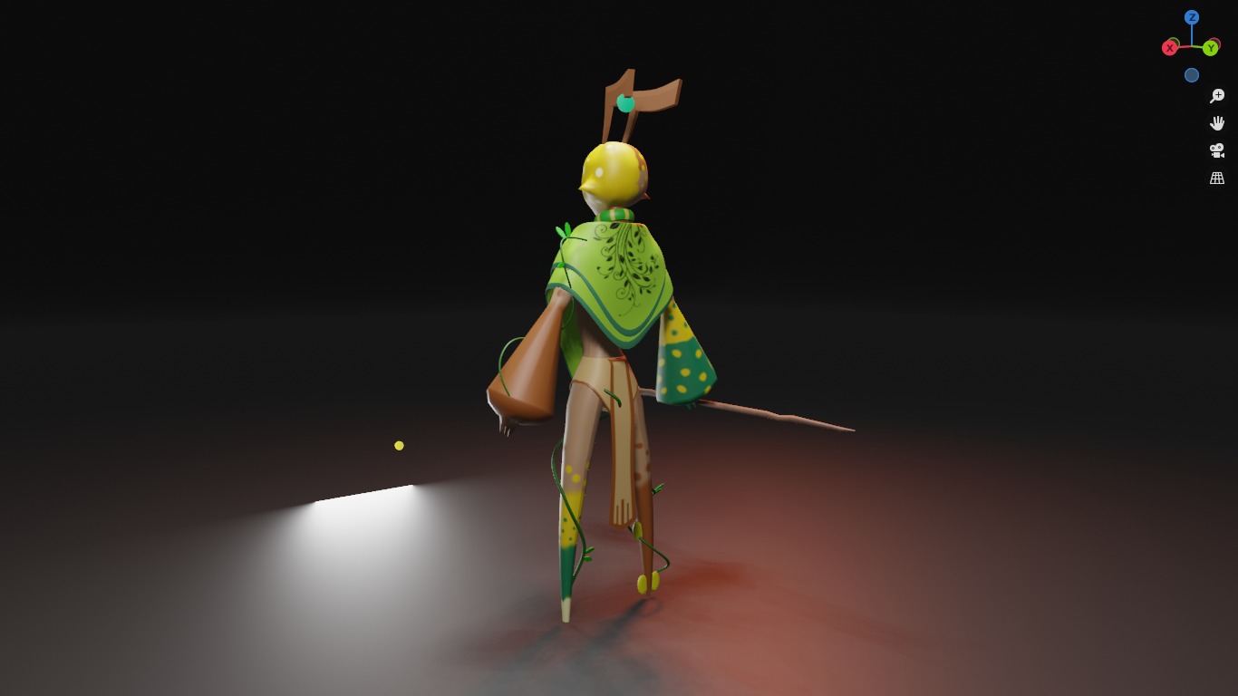Low Poly game-ready rigged Fantasy magician Green Plant Tribe Low-poly 3D model_14