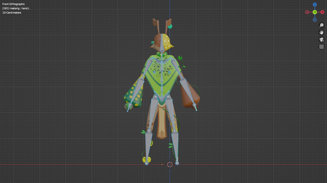 Low Poly game-ready rigged Fantasy magician Green Plant Tribe Low-poly 3D model_16