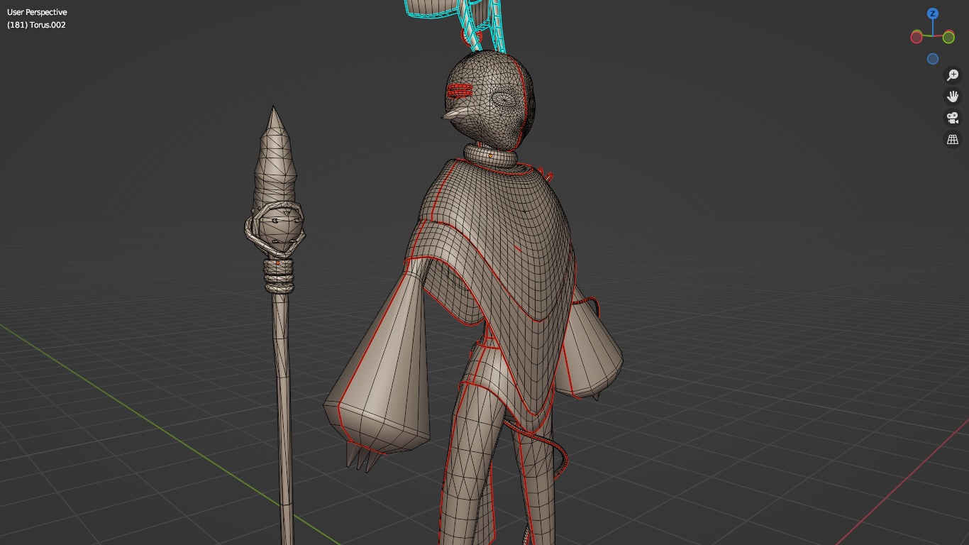 Low Poly game-ready rigged Fantasy magician Green Plant Tribe Low-poly 3D model_7