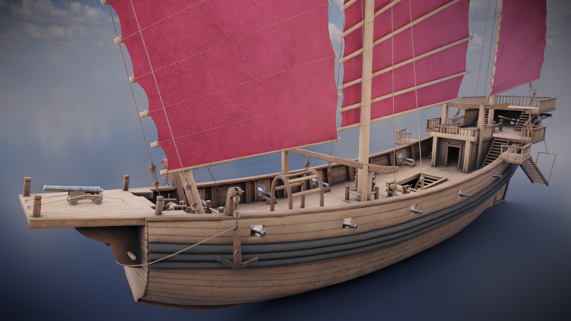 Junk Ship Low-poly 3D model_15