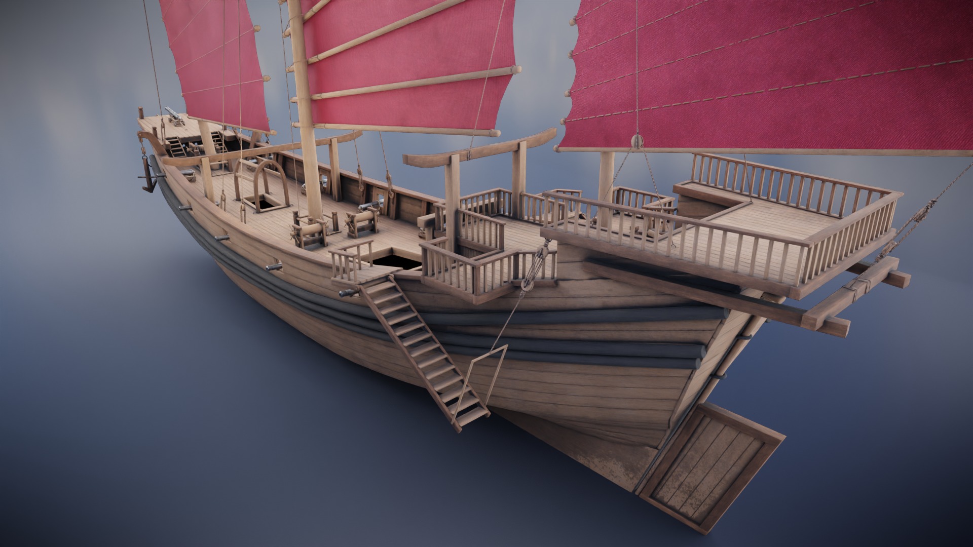 Junk Ship Low-poly 3D model_17