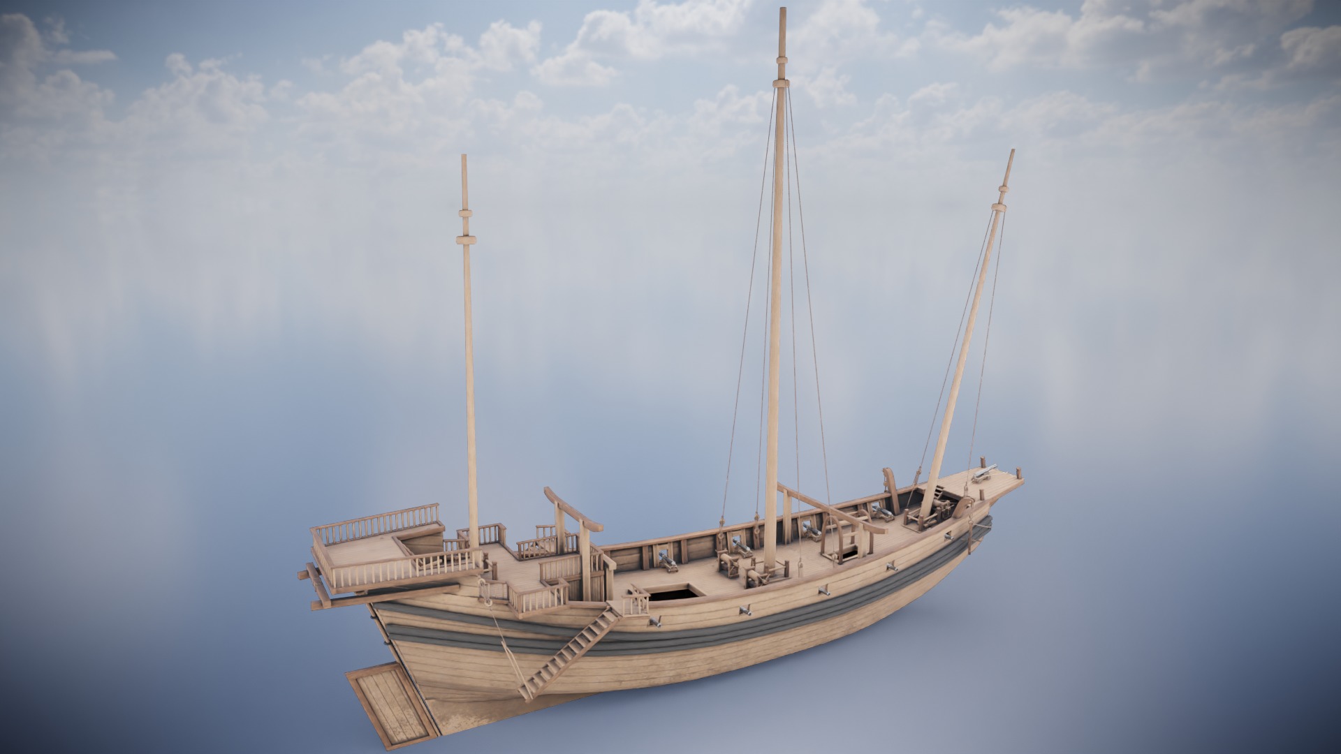 Junk Ship Low-poly 3D model_13