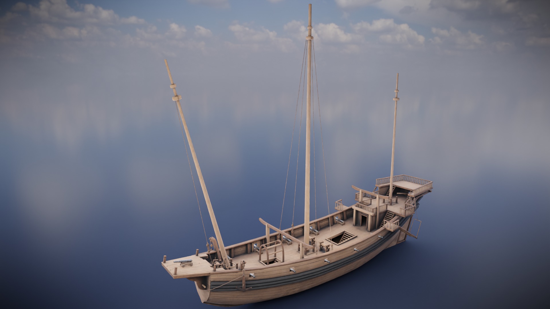 Junk Ship Low-poly 3D model_12