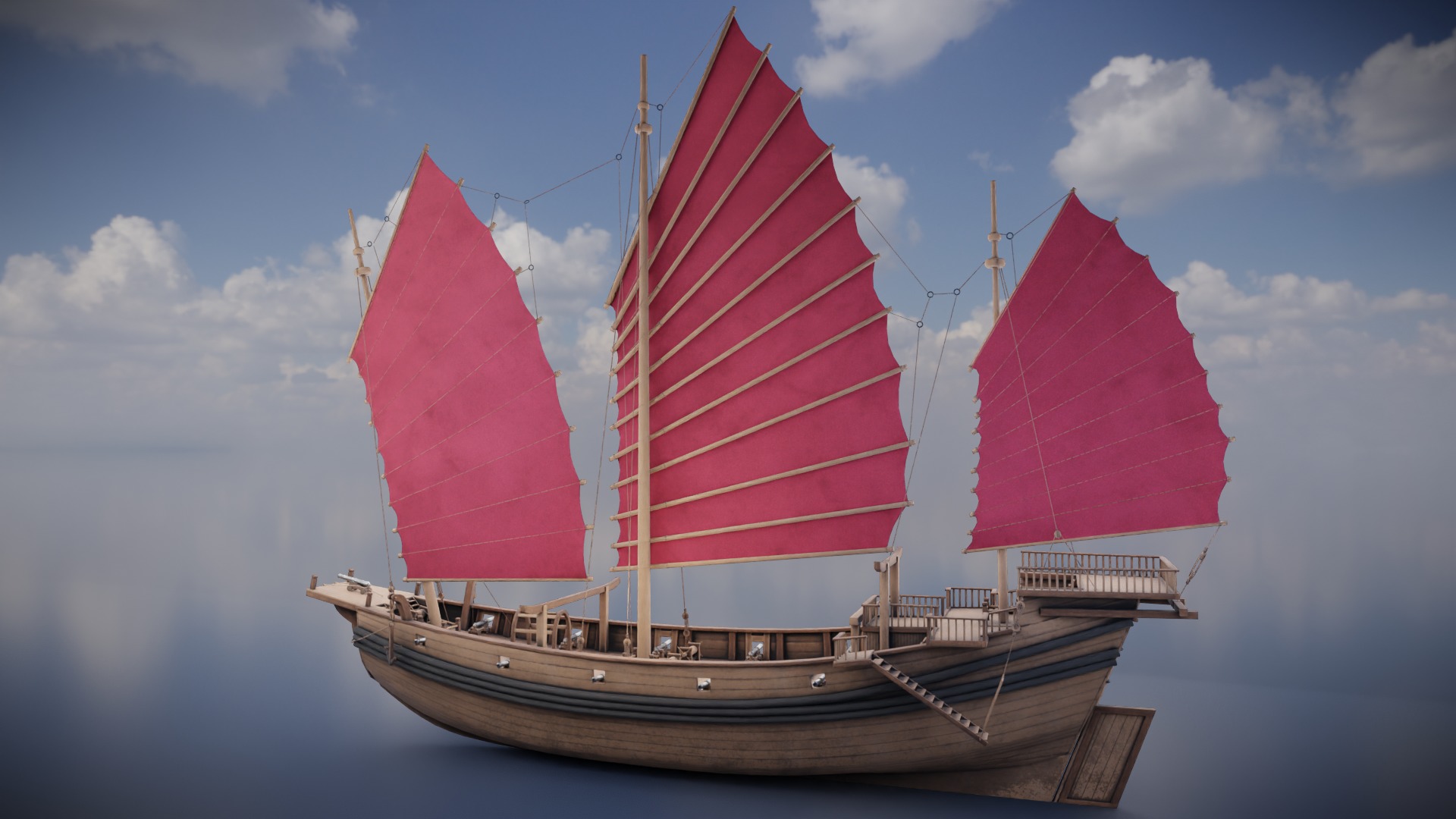 Junk Ship Low-poly 3D model_8