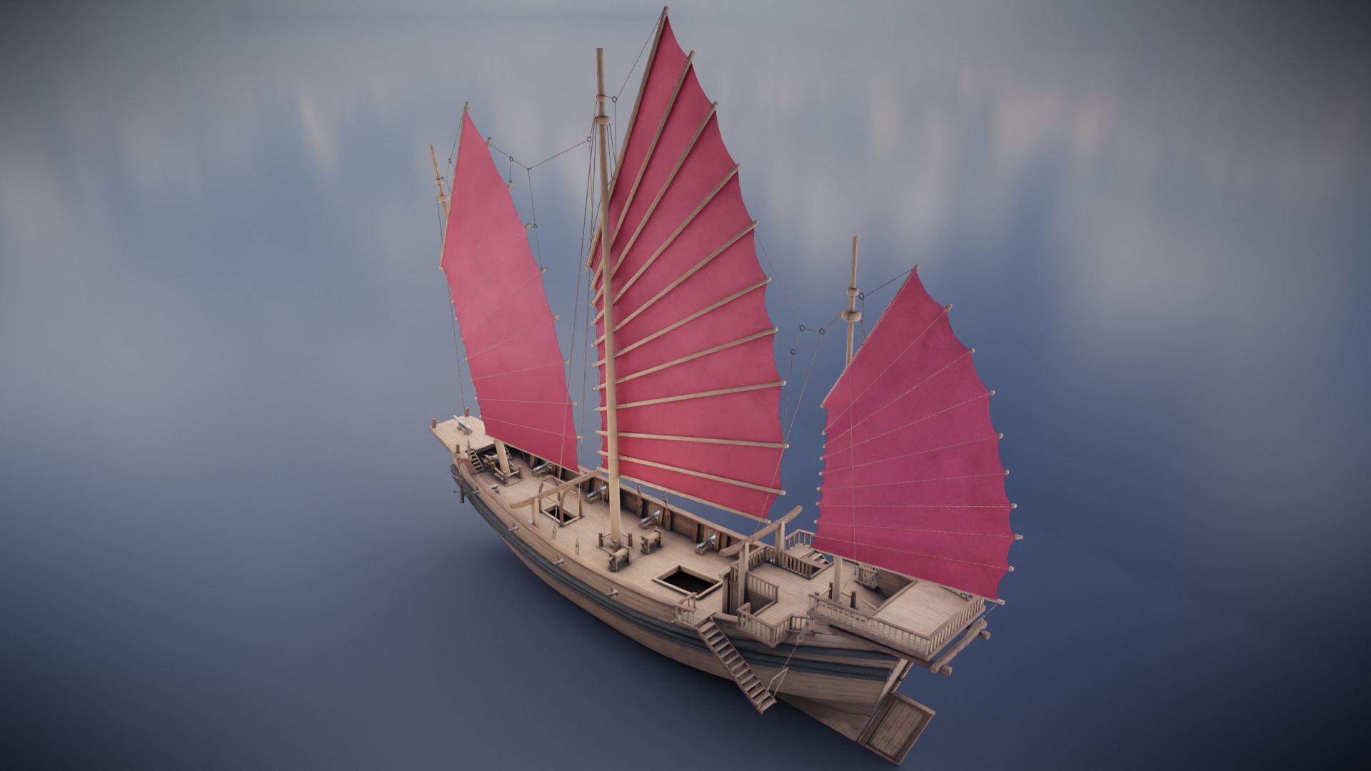 Junk Ship Low-poly 3D model_10