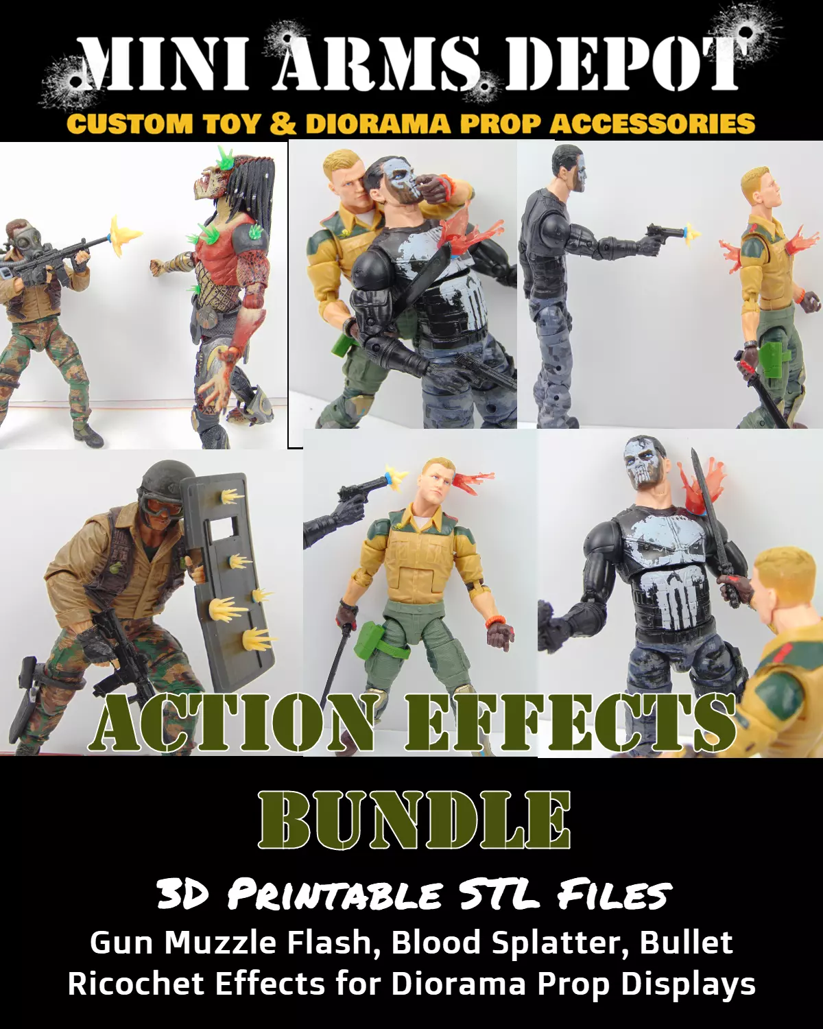 Custom 112 Action Gore Effects Diorama Prop Set for 6 inch figs 3D print model_0