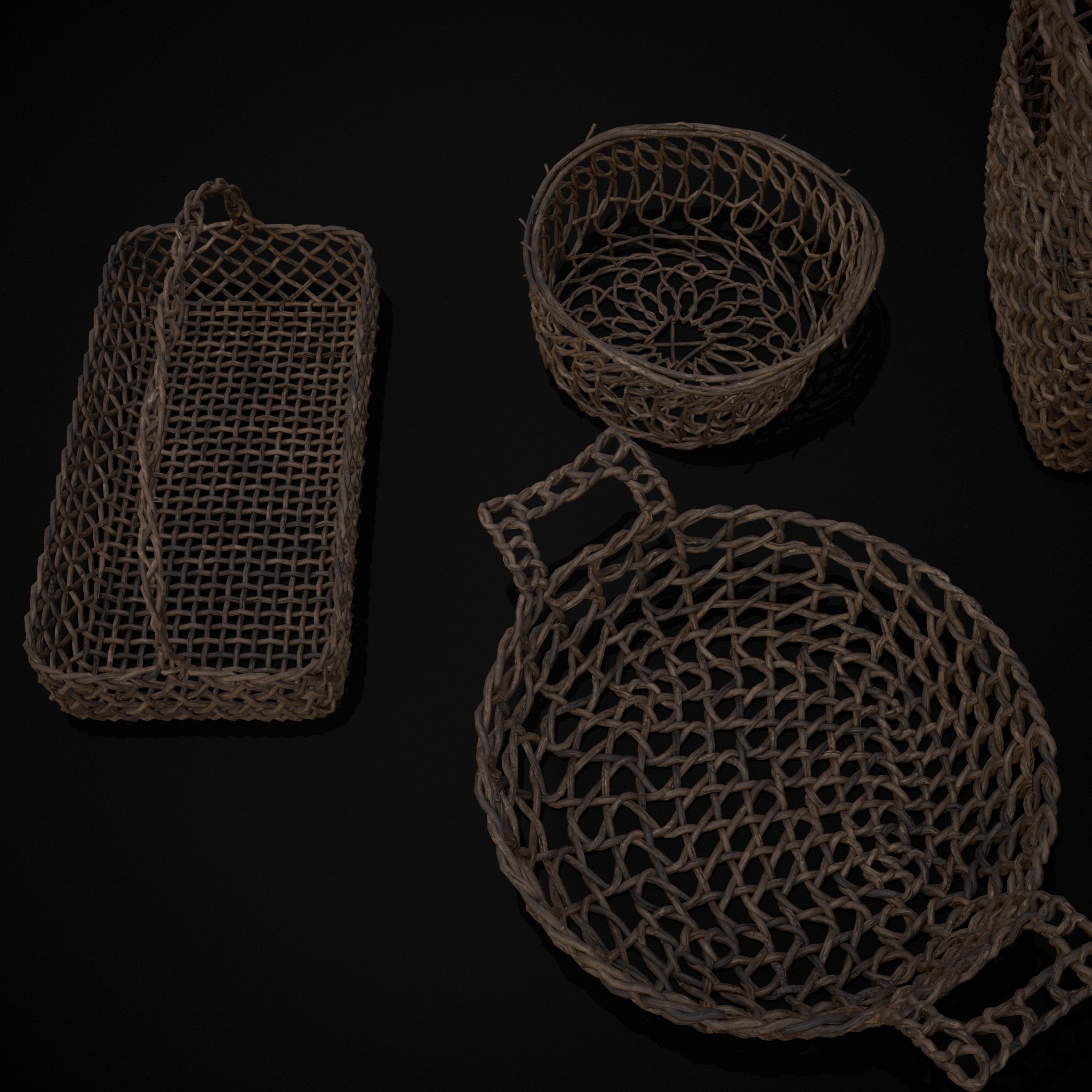 Medieval Woven Baskets Pack One Low-poly 3D model_17