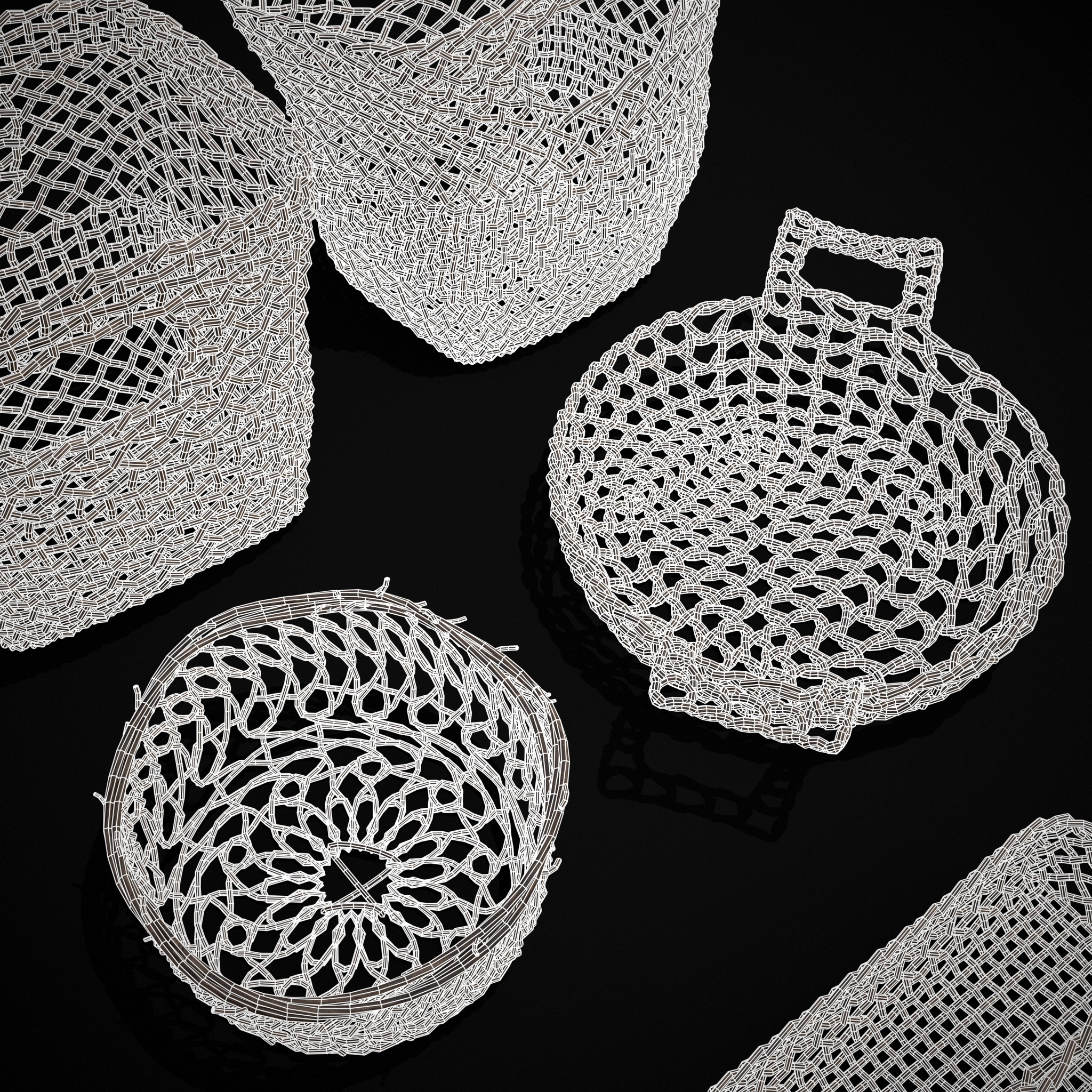 Medieval Woven Baskets Pack One Low-poly 3D model_12