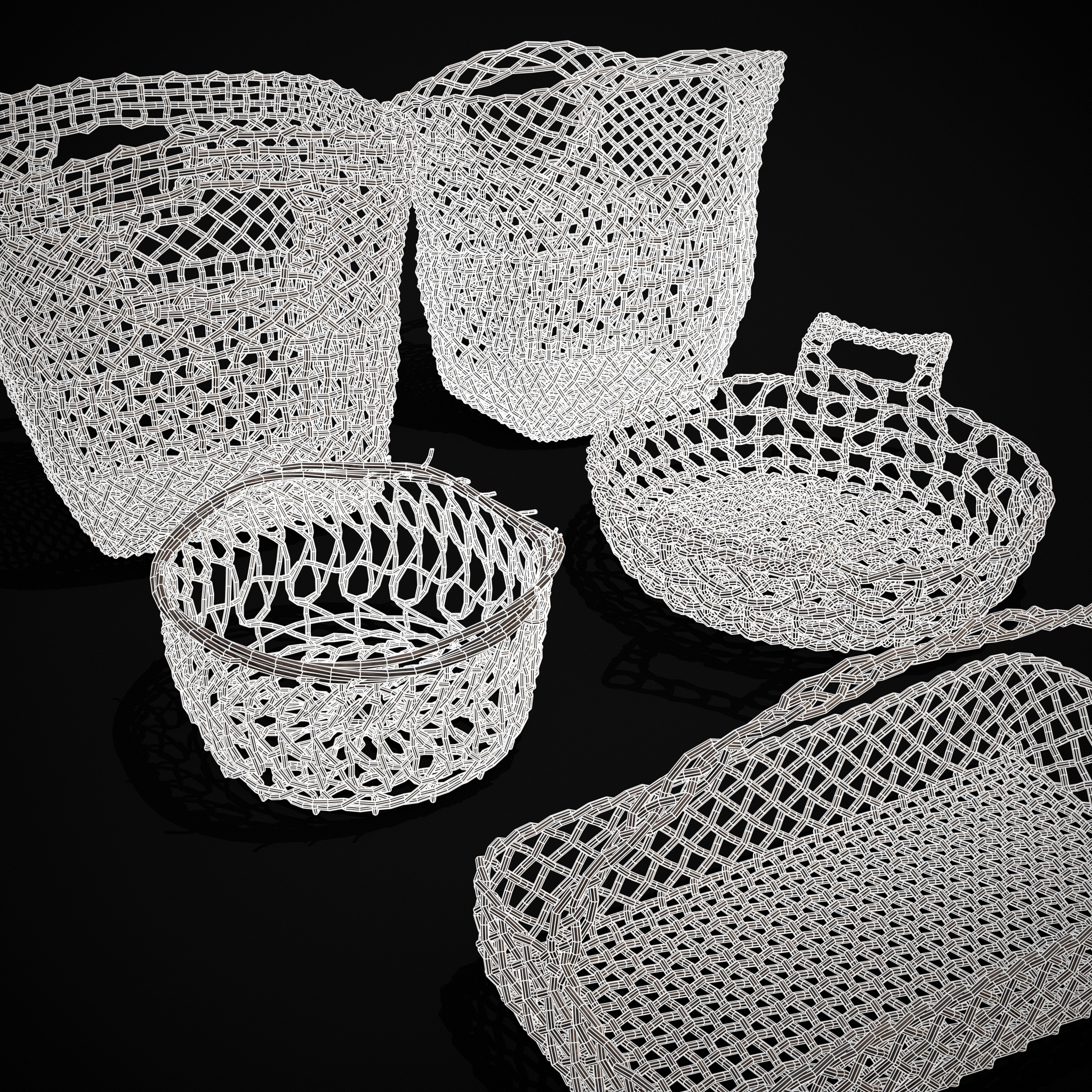 Medieval Woven Baskets Pack One Low-poly 3D model_6