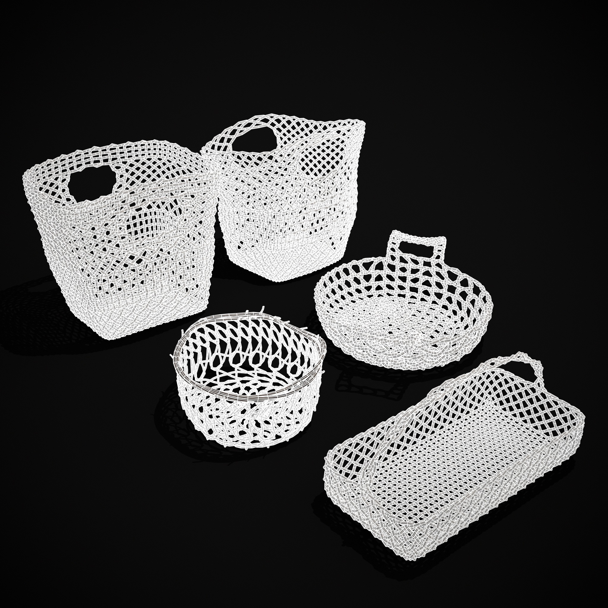 Medieval Woven Baskets Pack One Low-poly 3D model_2