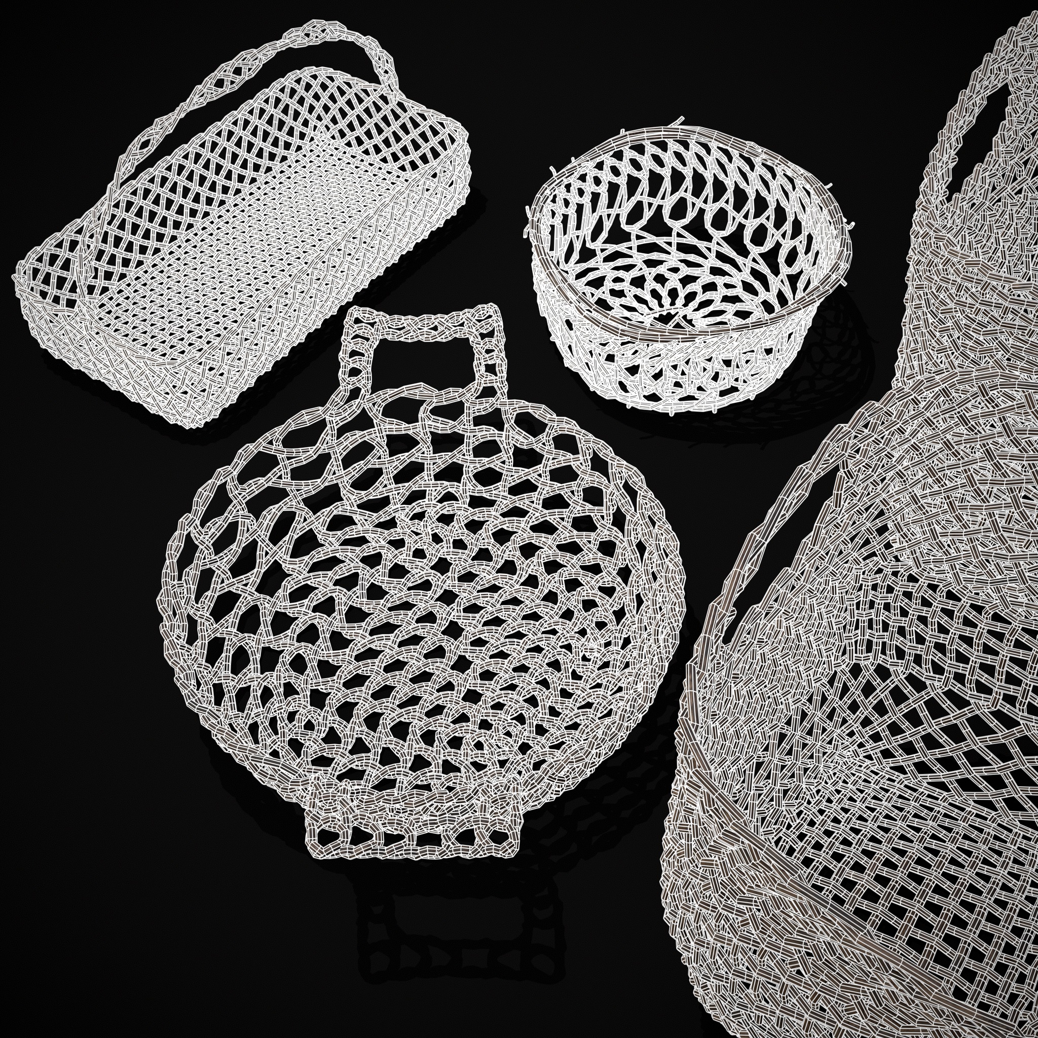 Medieval Woven Baskets Pack One Low-poly 3D model_10